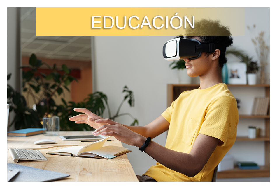 estudiante con lentes de realidad virtual