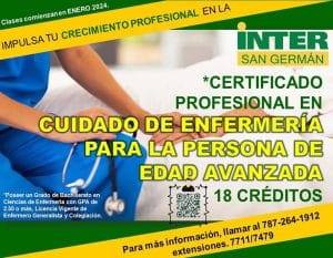 Certificado Profesional en Cuidado de Enfermería para la Persona de Edad Avanzada